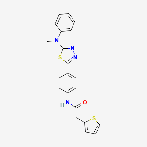 molecular formula C21H18N4OS2 B2958534 N-(4-(5-(methyl(phenyl)amino)-1,3,4-thiadiazol-2-yl)phenyl)-2-(thiophen-2-yl)acetamide CAS No. 1021218-11-0