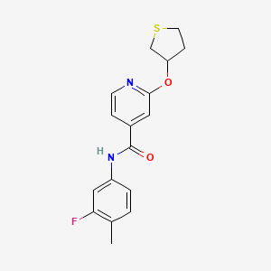 molecular formula C17H17FN2O2S B2958537 N-(3-fluoro-4-methylphenyl)-2-((tetrahydrothiophen-3-yl)oxy)isonicotinamide CAS No. 2034239-49-9
