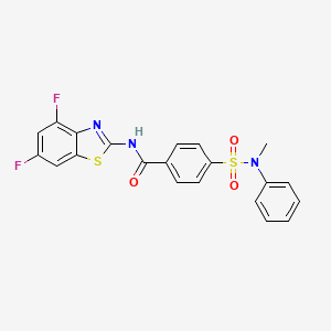 molecular formula C21H15F2N3O3S2 B2958538 N-(4,6-difluoro-1,3-benzothiazol-2-yl)-4-[methyl(phenyl)sulfamoyl]benzamide CAS No. 784174-31-8