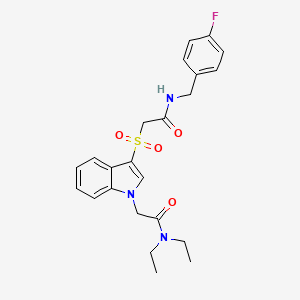 N,N-diethyl-2-[3-[2-[(4-fluorophenyl)methylamino]-2-oxoethyl]sulfonylindol-1-yl]acetamide