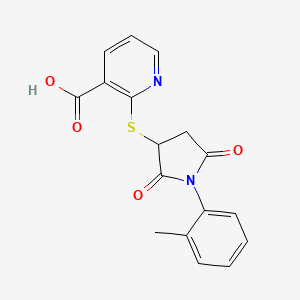 2-((2,5-Dioxo-1-(o-tolyl)pyrrolidin-3-yl)thio)nicotinic acid