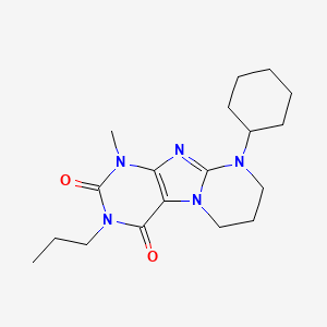 molecular formula C18H27N5O2 B2958557 9-cyclohexyl-1-methyl-3-propyl-7,8-dihydro-6H-purino[7,8-a]pyrimidine-2,4-dione CAS No. 876151-19-8