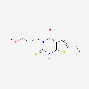 molecular formula C12H16N2O2S2 B2958559 6-ethyl-3-(3-methoxypropyl)-2-sulfanyl-3H,4H-thieno[2,3-d]pyrimidin-4-one CAS No. 749902-05-4