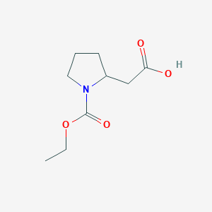 molecular formula C9H15NO4 B2958560 2-[1-(Ethoxycarbonyl)pyrrolidin-2-yl]acetic acid CAS No. 1247996-56-0