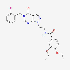 molecular formula C25H26FN5O4 B2958563 3,4-二乙氧基-N-(2-(5-(2-氟苄基)-4-氧代-4,5-二氢-1H-吡唑并[3,4-d]嘧啶-1-基)乙基)苯甲酰胺 CAS No. 922082-58-4