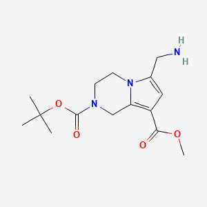 molecular formula C15H23N3O4 B2958584 2-Tert-butyl 8-methyl 6-(aminomethyl)-1h,2h,3h,4h-pyrrolo[1,2-a]pyrazine-2,8-dicarboxylate CAS No. 2219373-50-7