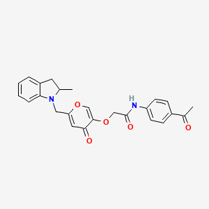 molecular formula C25H24N2O5 B2958592 N-(4-乙酰基苯基)-2-((6-((2-甲基吲哚-1-基)甲基)-4-氧代-4H-吡喃-3-基)氧基)乙酰胺 CAS No. 898456-42-3