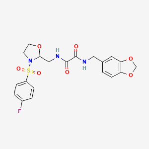 N1-(benzo[d][1,3]dioxol-5-ylmethyl)-N2-((3-((4-fluorophenyl)sulfonyl)oxazolidin-2-yl)methyl)oxalamide