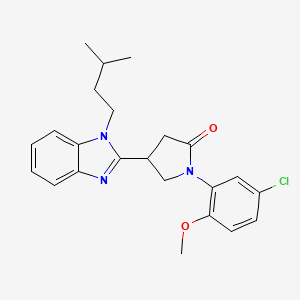 molecular formula C23H26ClN3O2 B2958596 1-(5-chloro-2-methoxyphenyl)-4-(1-isopentyl-1H-benzo[d]imidazol-2-yl)pyrrolidin-2-one CAS No. 847397-52-8