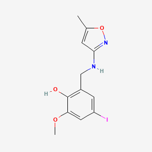 molecular formula C12H13IN2O3 B2958597 4-Iodo-2-methoxy-6-{[(5-methyl-3-isoxazolyl)amino]methyl}benzenol CAS No. 763132-57-6