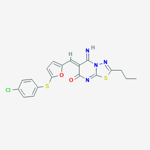 6-({5-[(4-chlorophenyl)sulfanyl]-2-furyl}methylene)-5-imino-2-propyl-5,6-dihydro-7H-[1,3,4]thiadiazolo[3,2-a]pyrimidin-7-one