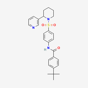 molecular formula C27H31N3O3S B2958609 4-tert-butyl-N-[4-(2-pyridin-3-ylpiperidin-1-yl)sulfonylphenyl]benzamide CAS No. 393834-59-8