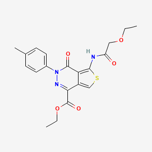 molecular formula C20H21N3O5S B2958611 Ethyl 5-[(2-ethoxyacetyl)amino]-3-(4-methylphenyl)-4-oxothieno[3,4-d]pyridazine-1-carboxylate CAS No. 851947-96-1