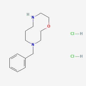 molecular formula C14H24Cl2N2O B2958615 4-Benzyl-1,4,8-oxadiazecane dihydrochloride CAS No. 2137936-79-7