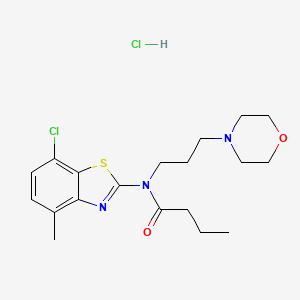 molecular formula C19H27Cl2N3O2S B2958617 N-(7-氯-4-甲基苯并[d]噻唑-2-基)-N-(3-吗啉基丙基)丁酰胺盐酸盐 CAS No. 1216415-26-7