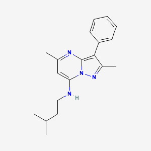 molecular formula C19H24N4 B2958620 2,5-二甲基-N-(3-甲基丁基)-3-苯基吡唑并[1,5-a]嘧啶-7-胺 CAS No. 850743-18-9