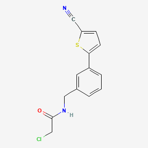 molecular formula C14H11ClN2OS B2958623 2-Chloro-N-[[3-(5-cyanothiophen-2-yl)phenyl]methyl]acetamide CAS No. 2411271-55-9