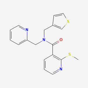 2-(methylthio)-N-(pyridin-2-ylmethyl)-N-(thiophen-3-ylmethyl)nicotinamide