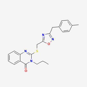 molecular formula C22H22N4O2S B2958628 2-(((3-(4-methylbenzyl)-1,2,4-oxadiazol-5-yl)methyl)thio)-3-propylquinazolin-4(3H)-one CAS No. 2188279-64-1