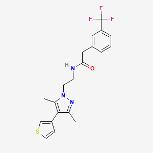 molecular formula C20H20F3N3OS B2958634 N-(2-(3,5-二甲基-4-(噻吩-3-基)-1H-吡唑-1-基)乙基)-2-(3-(三氟甲基)苯基)乙酰胺 CAS No. 2034556-20-0