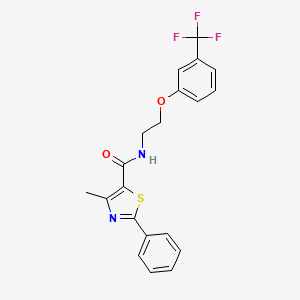 molecular formula C20H17F3N2O2S B2958643 4-methyl-2-phenyl-N-(2-(3-(trifluoromethyl)phenoxy)ethyl)thiazole-5-carboxamide CAS No. 1172463-02-3