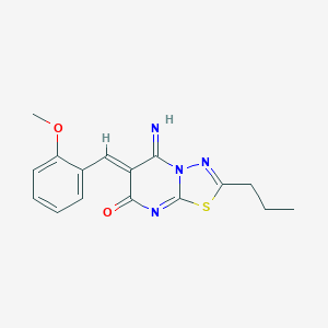 molecular formula C16H16N4O2S B295865 5-imino-6-(2-methoxybenzylidene)-2-propyl-5,6-dihydro-7H-[1,3,4]thiadiazolo[3,2-a]pyrimidin-7-one 