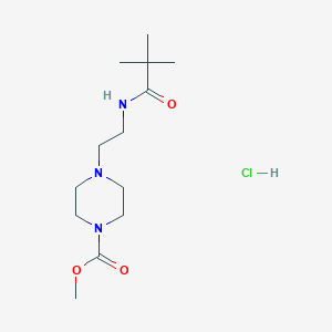 molecular formula C13H26ClN3O3 B2958655 盐酸甲基 4-(2-叔丁酰胺基乙基)哌嗪-1-甲酸酯 CAS No. 1351615-48-9