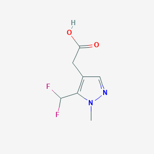 molecular formula C7H8F2N2O2 B2958664 2-[5-(Difluoromethyl)-1-methylpyrazol-4-yl]acetic acid CAS No. 2138085-21-7