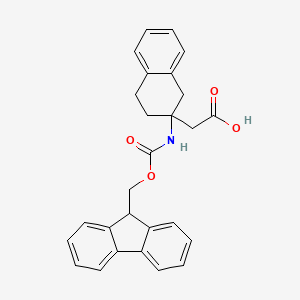 molecular formula C27H25NO4 B2958670 2-[2-(9H-Fluoren-9-ylmethoxycarbonylamino)-3,4-dihydro-1H-naphthalen-2-yl]acetic acid CAS No. 2138272-75-8