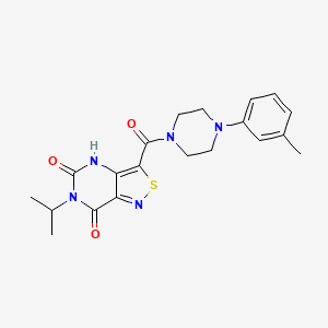 molecular formula C20H23N5O3S B2958676 6-isopropyl-3-{[4-(3-methylphenyl)piperazino]carbonyl}isothiazolo[4,3-d]pyrimidine-5,7(4H,6H)-dione CAS No. 1251596-94-7