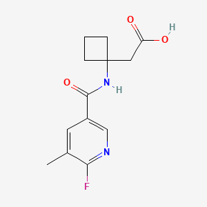 molecular formula C13H15FN2O3 B2958677 2-[1-(6-Fluoro-5-methylpyridine-3-amido)cyclobutyl]acetic acid CAS No. 2094641-26-4