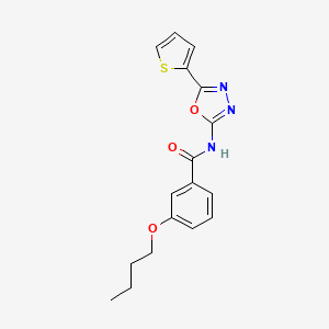 molecular formula C17H17N3O3S B2958679 3-butoxy-N-(5-(thiophen-2-yl)-1,3,4-oxadiazol-2-yl)benzamide CAS No. 941892-34-8