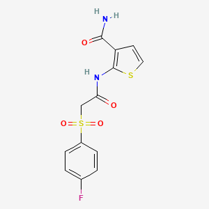 molecular formula C13H11FN2O4S2 B2958681 2-(2-((4-Fluorophenyl)sulfonyl)acetamido)thiophene-3-carboxamide CAS No. 895481-65-9