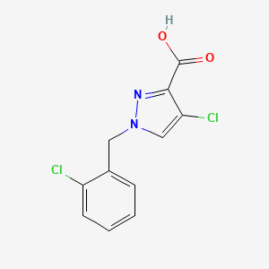 molecular formula C11H8Cl2N2O2 B2958700 4-氯-1-[(2-氯苯基)甲基]-1H-吡唑-3-甲酸 CAS No. 1281872-55-6