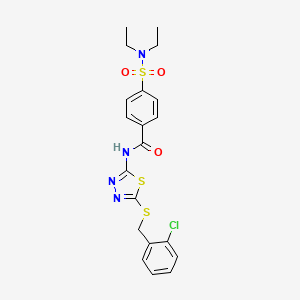 molecular formula C20H21ClN4O3S3 B2958702 N-(5-((2-chlorobenzyl)thio)-1,3,4-thiadiazol-2-yl)-4-(N,N-diethylsulfamoyl)benzamide CAS No. 868974-26-9