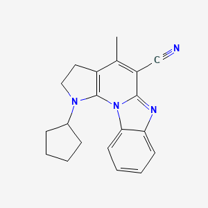 3-cyclopentyl-7-methyl-1,3,10-triazatetracyclo[7.7.0.02,6.011,16]hexadeca-2(6),7,9,11,13,15-hexaene-8-carbonitrile