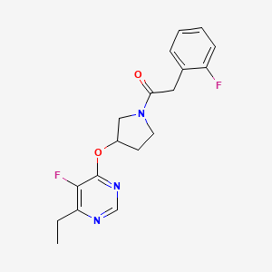 molecular formula C18H19F2N3O2 B2958713 1-(3-((6-Ethyl-5-fluoropyrimidin-4-yl)oxy)pyrrolidin-1-yl)-2-(2-fluorophenyl)ethanone CAS No. 2034469-30-0