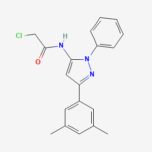 molecular formula C19H18ClN3O B2958722 2-chloro-N-[3-(3,5-dimethylphenyl)-1-phenyl-1H-pyrazol-5-yl]acetamide CAS No. 956713-25-0