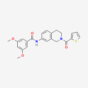 molecular formula C23H22N2O4S B2958724 3,5-dimethoxy-N-(2-(thiophene-2-carbonyl)-1,2,3,4-tetrahydroisoquinolin-7-yl)benzamide CAS No. 955761-14-5