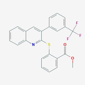 molecular formula C24H16F3NO2S B2958730 Methyl 2-[3-[3-(trifluoromethyl)phenyl]quinolin-2-yl]sulfanylbenzoate CAS No. 339103-30-9