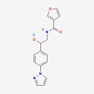 molecular formula C16H15N3O3 B2958743 N-[2-Hydroxy-2-(4-pyrazol-1-ylphenyl)ethyl]furan-3-carboxamide CAS No. 2415526-15-5