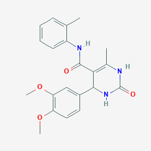 molecular formula C21H23N3O4 B2958748 4-(3,4-二甲氧基苯基)-6-甲基-2-氧代-N-(邻甲苯基)-1,2,3,4-四氢嘧啶-5-甲酰胺 CAS No. 328556-96-3