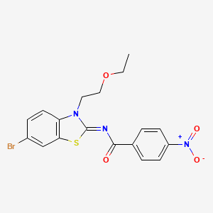 molecular formula C18H16BrN3O4S B2958754 (Z)-N-(6-溴-3-(2-乙氧基乙基)苯并[d]噻唑-2(3H)-亚甲基)-4-硝基苯甲酰胺 CAS No. 865162-62-5