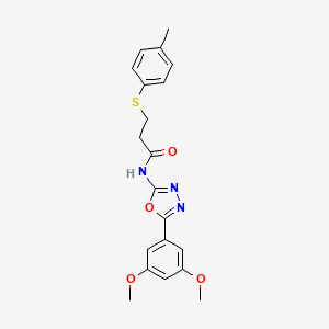 molecular formula C20H21N3O4S B2958780 N-(5-(3,5-二甲氧基苯基)-1,3,4-恶二唑-2-基)-3-(对甲苯硫基)丙酰胺 CAS No. 895468-17-4