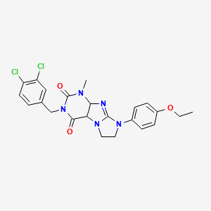 molecular formula C23H21Cl2N5O3 B2958783 3-[(3,4-dichlorophenyl)methyl]-8-(4-ethoxyphenyl)-1-methyl-1H,2H,3H,4H,6H,7H,8H-imidazo[1,2-g]purine-2,4-dione CAS No. 893953-53-2