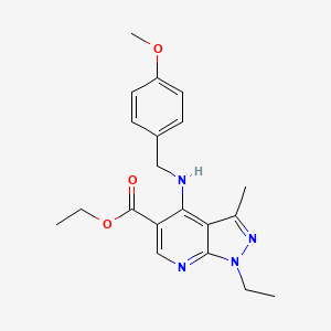 ethyl 1-ethyl-4-[(4-methoxybenzyl)amino]-3-methyl-1H-pyrazolo[3,4-b]pyridine-5-carboxylate