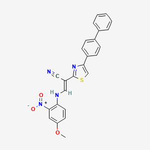 (E)-2-(4-([1,1'-biphenyl]-4-yl)thiazol-2-yl)-3-((4-methoxy-2-nitrophenyl)amino)acrylonitrile