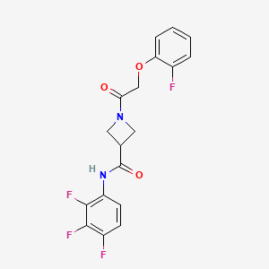 molecular formula C18H14F4N2O3 B2958807 1-[2-(2-Fluorophenoxy)acetyl]-N-(2,3,4-trifluorophenyl)azetidine-3-carboxamide CAS No. 1448068-67-4