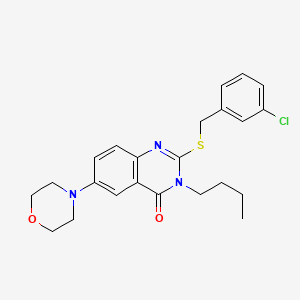 molecular formula C23H26ClN3O2S B2958809 3-butyl-2-((3-chlorobenzyl)thio)-6-morpholinoquinazolin-4(3H)-one CAS No. 689763-15-3