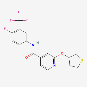 molecular formula C17H14F4N2O2S B2958811 N-(4-氟-3-(三氟甲基)苯基)-2-((四氢噻吩-3-基)氧基)异烟酰胺 CAS No. 2034497-61-3